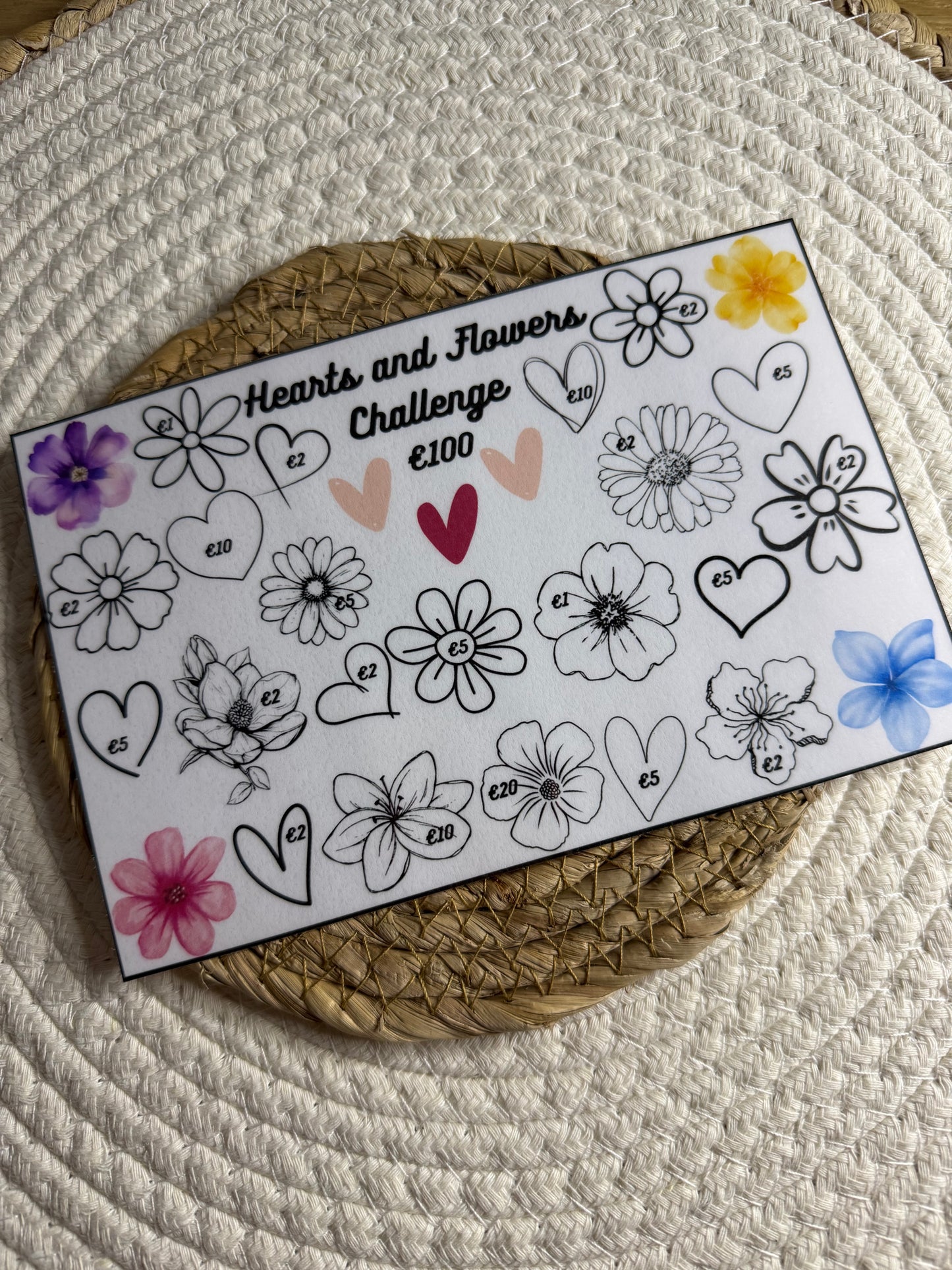 Hearts and flowers challenge A5