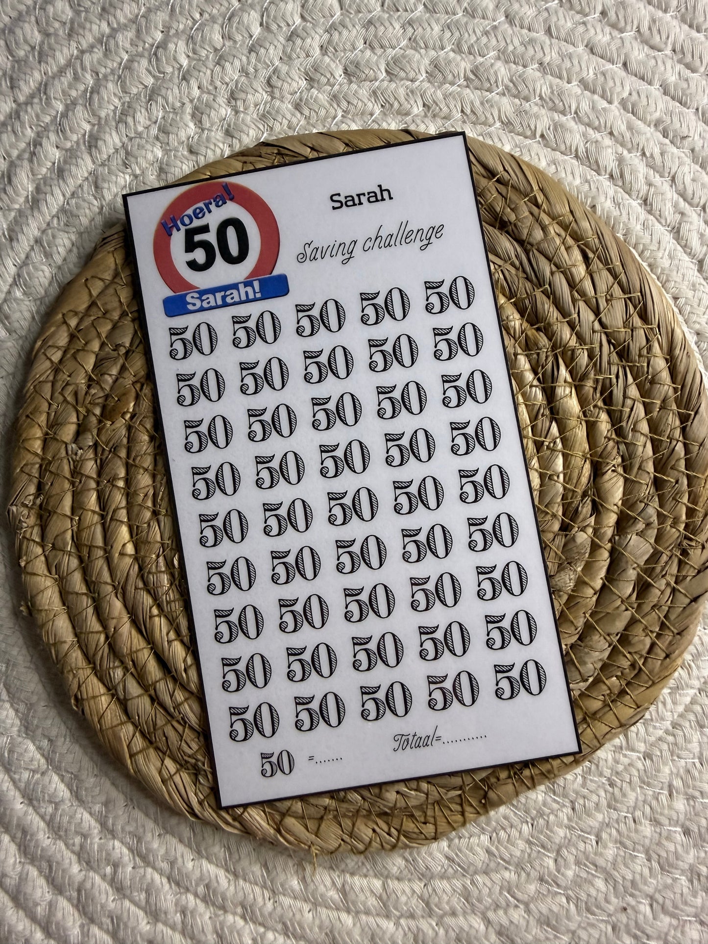 Sarah challenge 50 bord