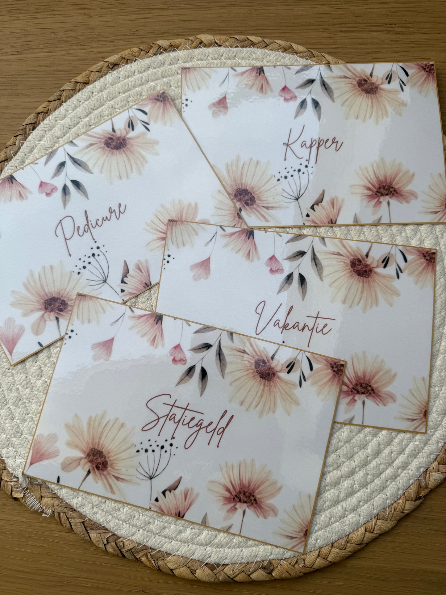 Dashboard kaarten A5 oud roze bloem