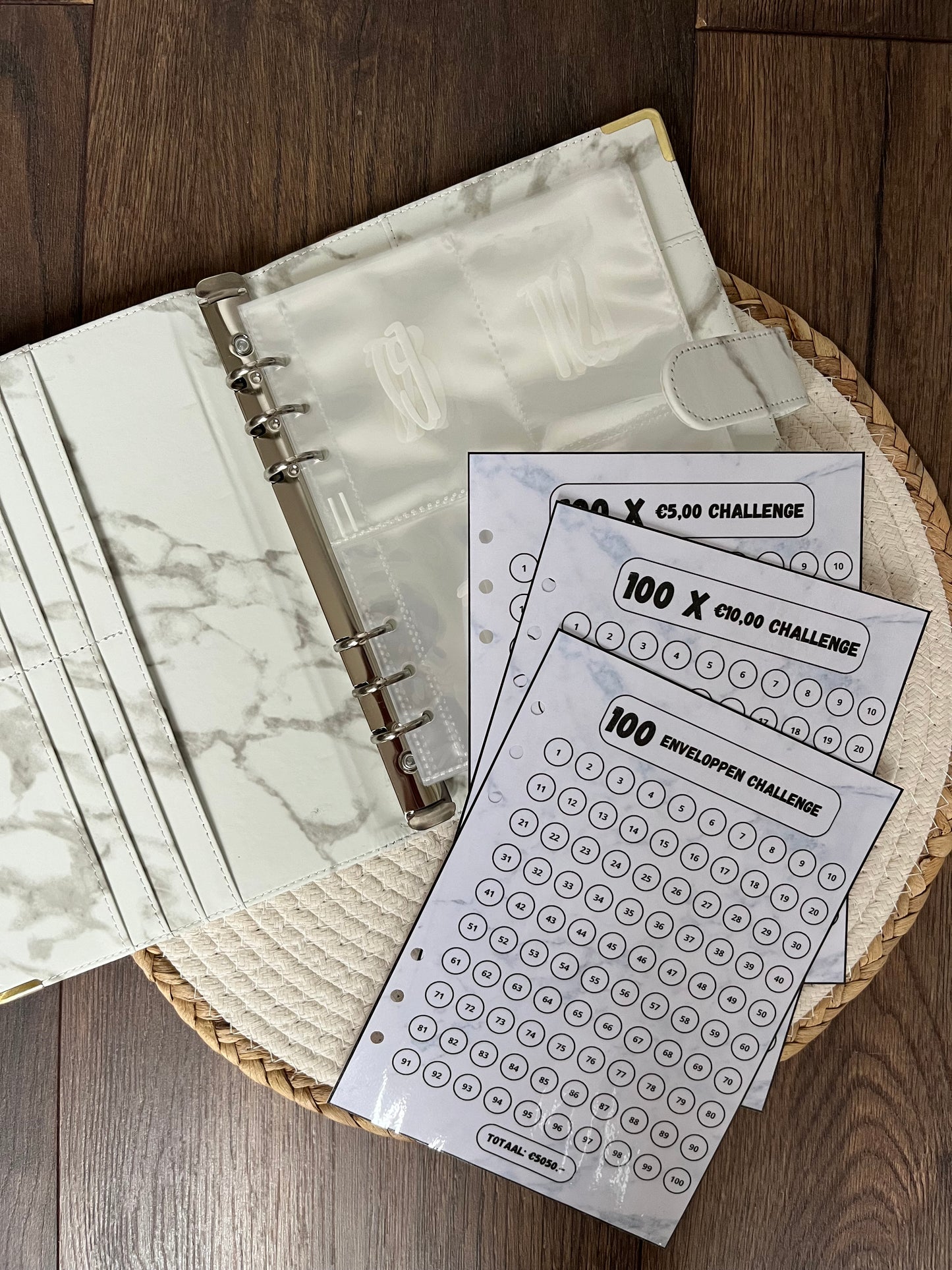 100 enveloppen challenge marmer wit