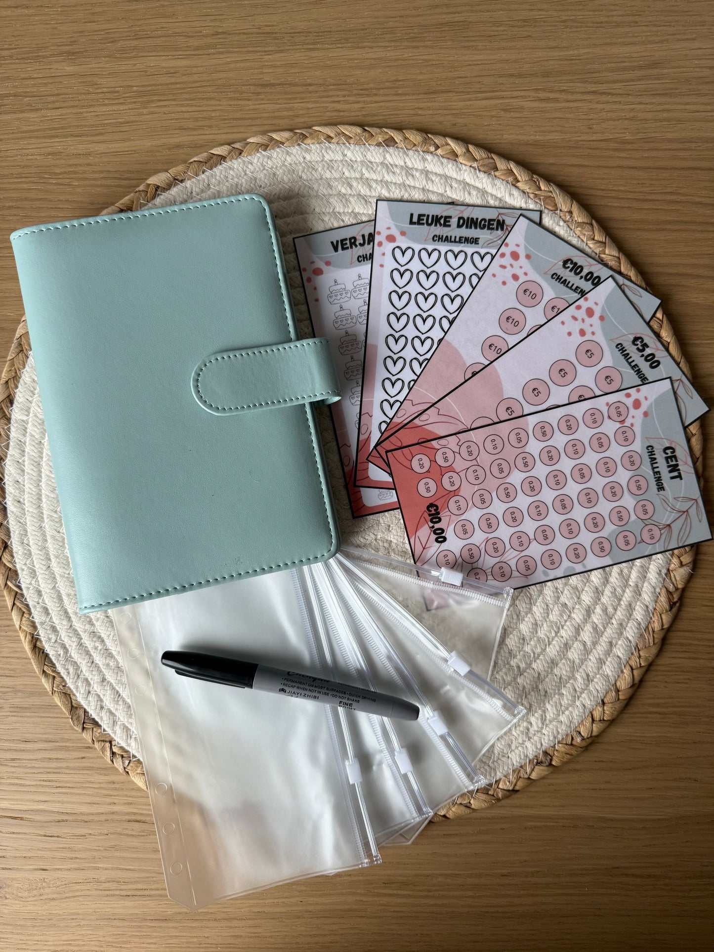 STARTER SET BLAUW. Alles wat je nodig hebt om te beginnen met cashstuffing