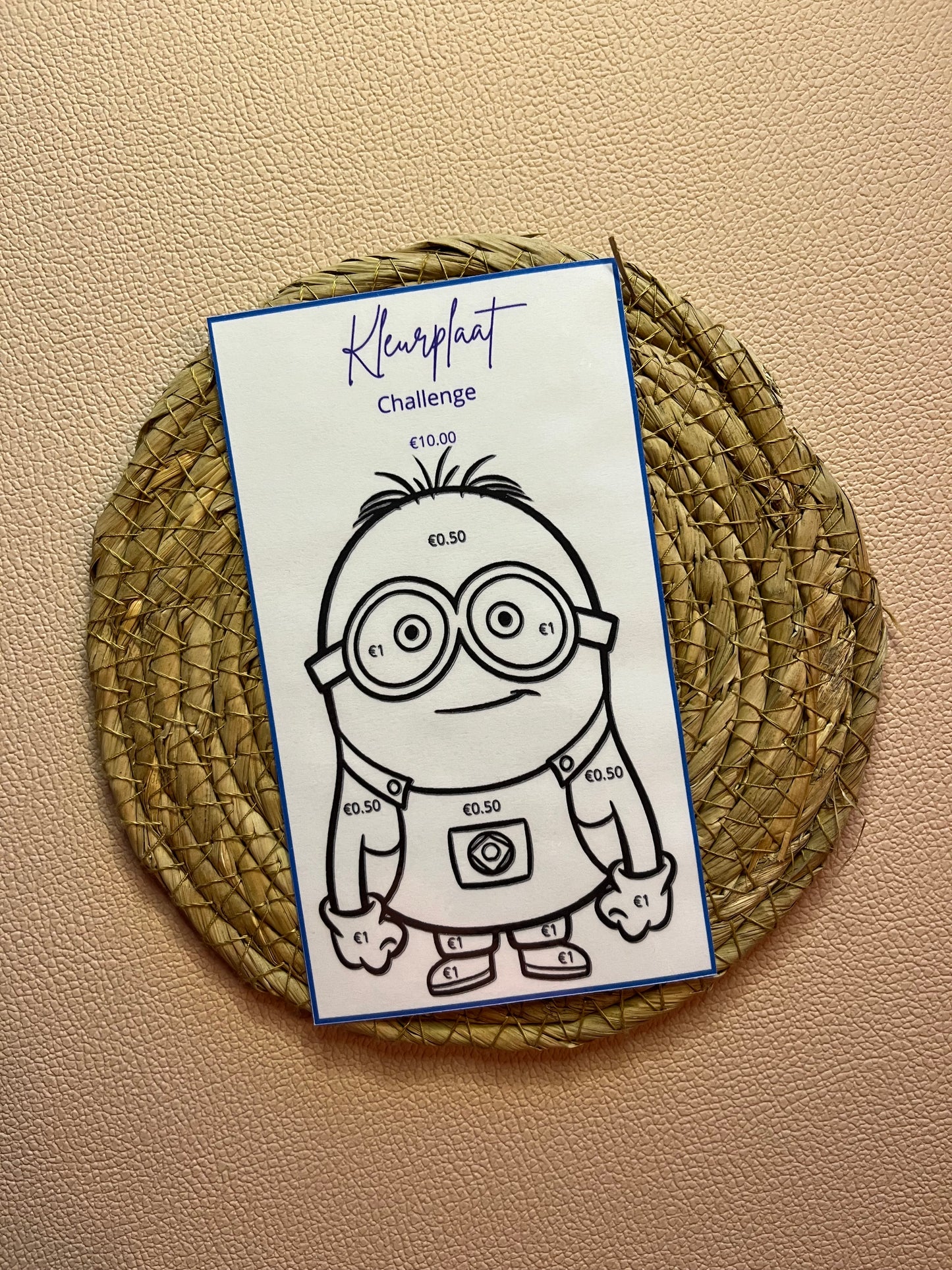Kleurplaat minion kinderen spaar challenge