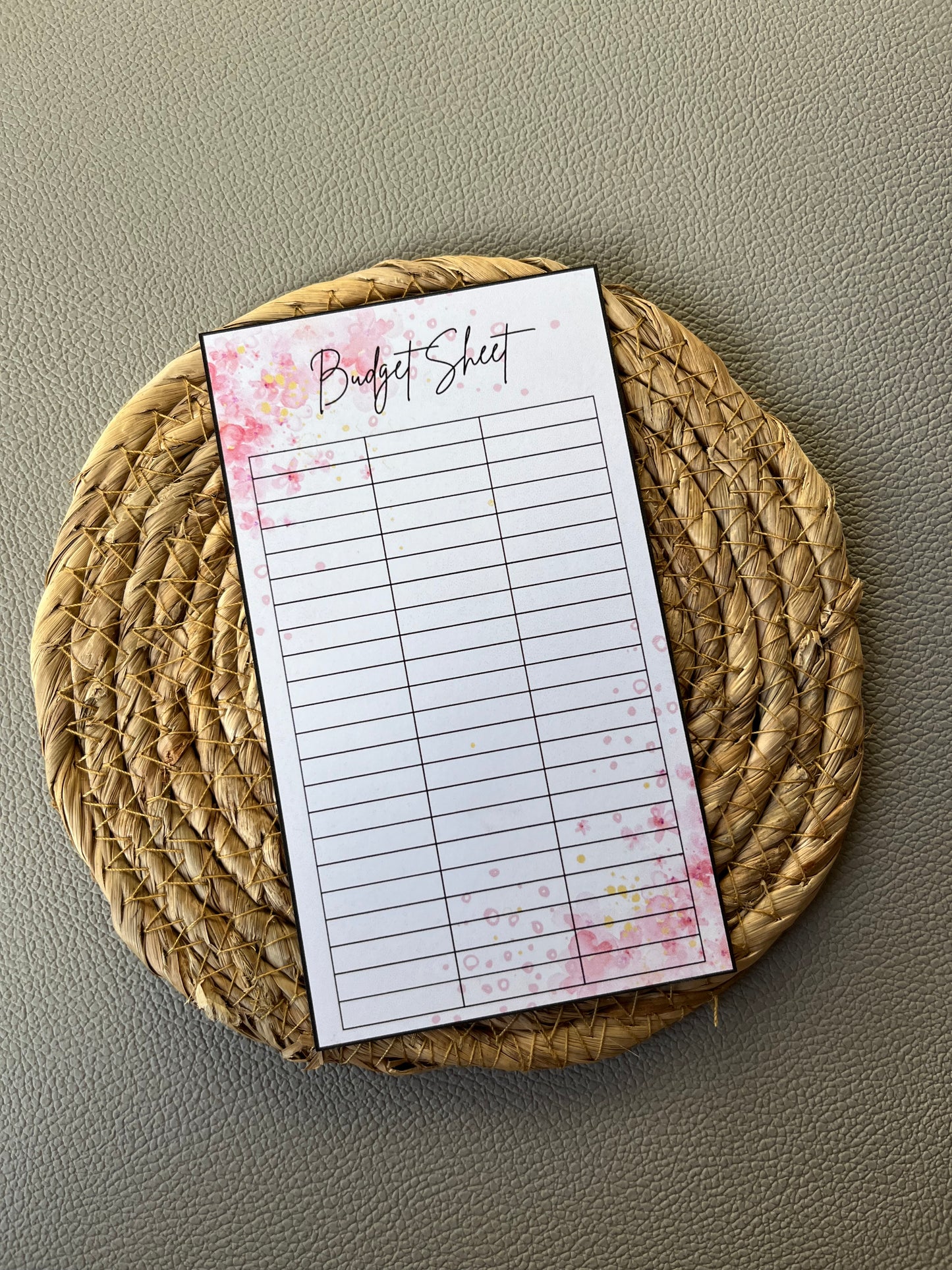 Budget sheet roze