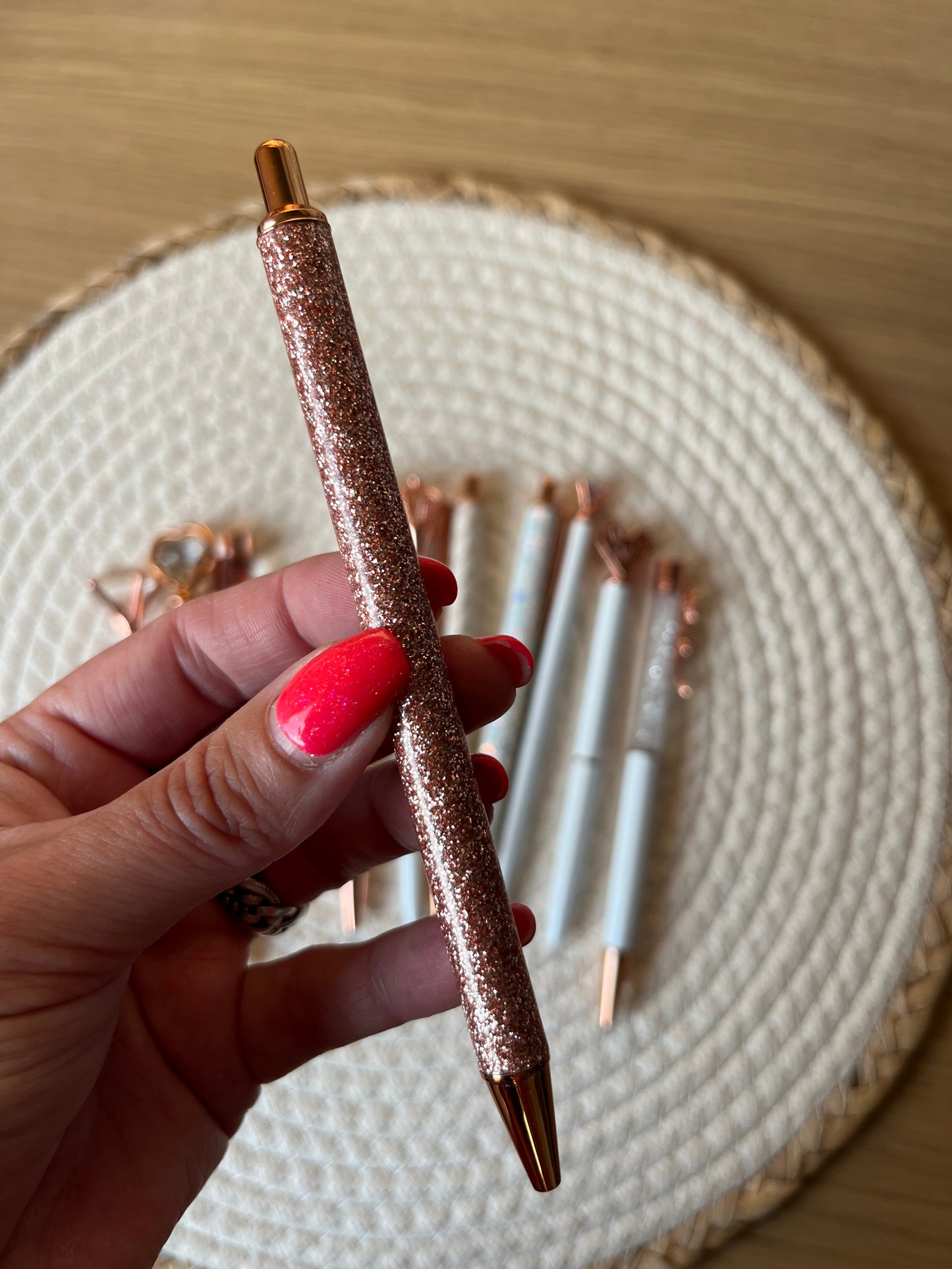 Pen glitter rosé goud