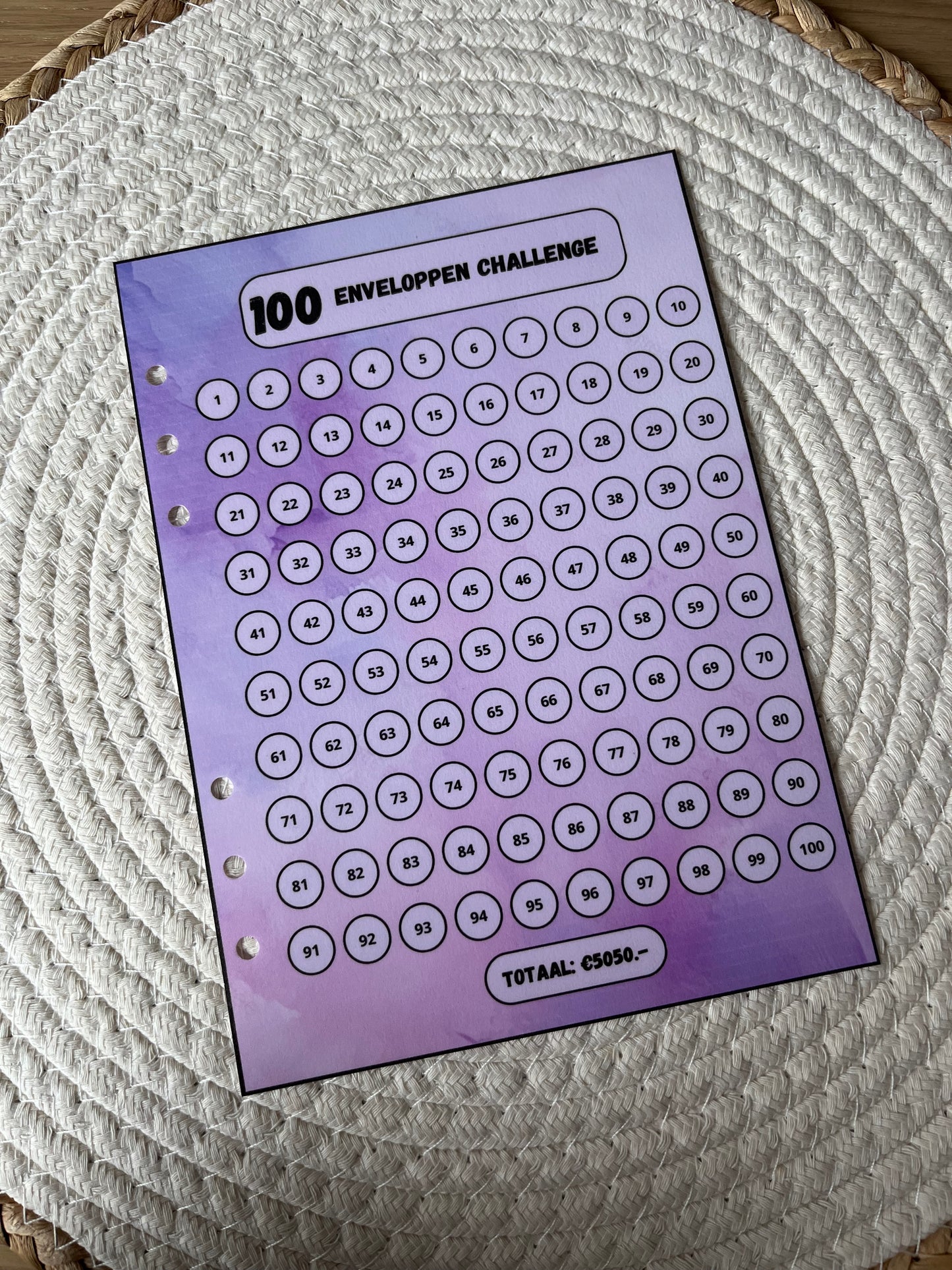 100 enveloppen challenge los A5 in 4 kleuren