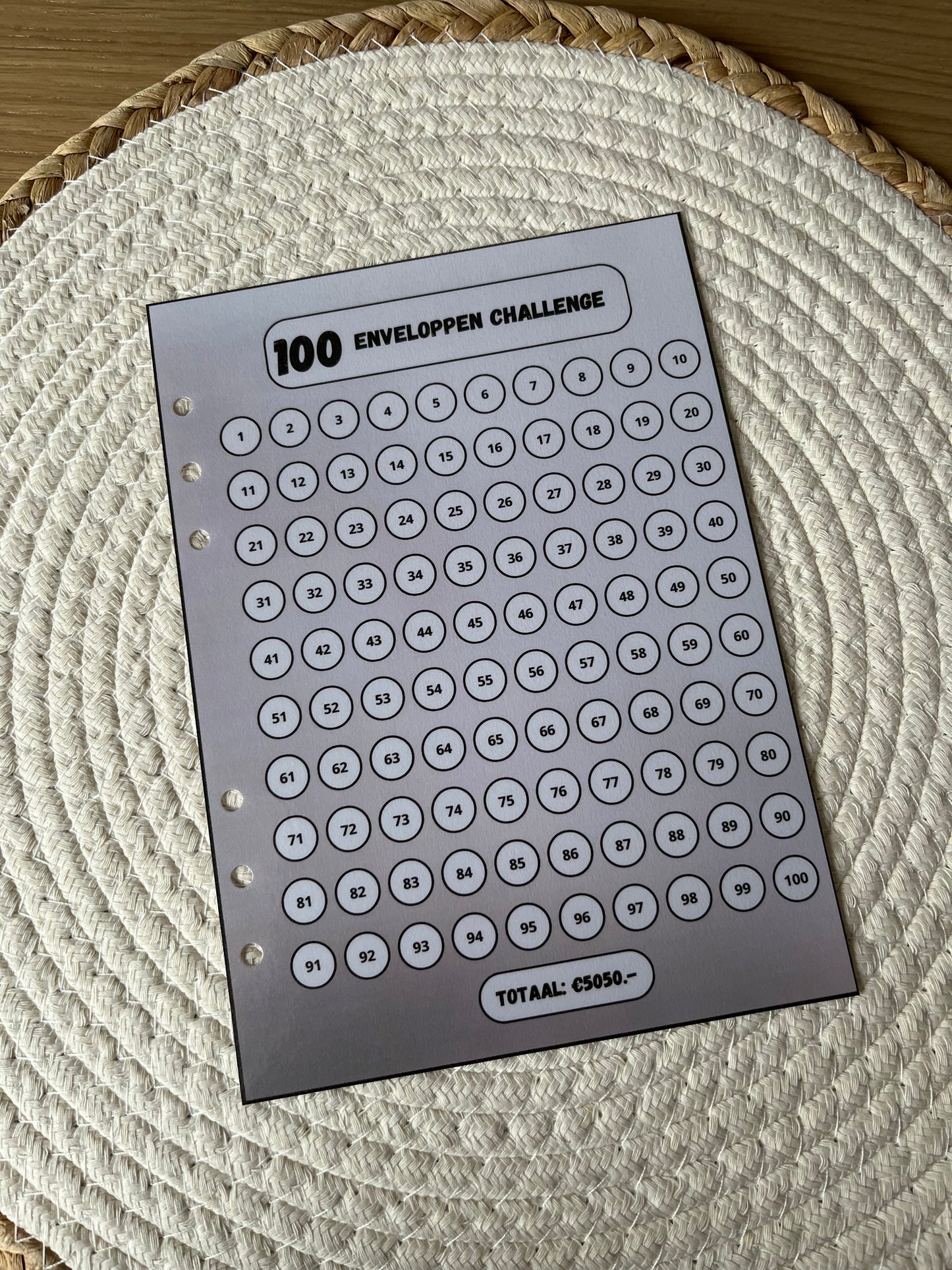 100 enveloppen challenge los A5 in 4 kleuren
