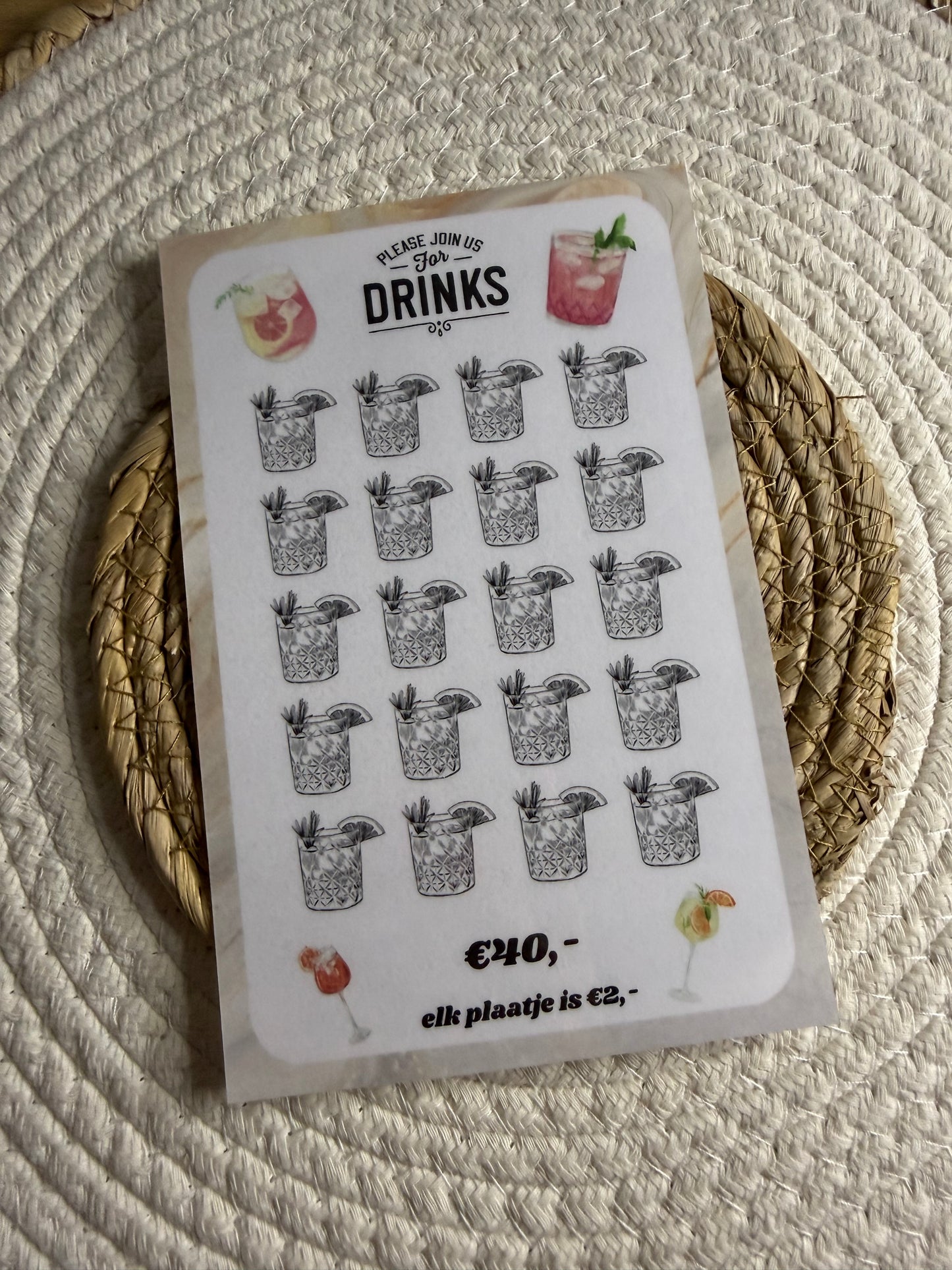 Drinks challenge A5 marmer