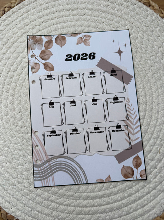 Planner 2026 jaar pagina A5