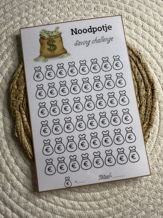 Noodpotje challenge open bedrag A5