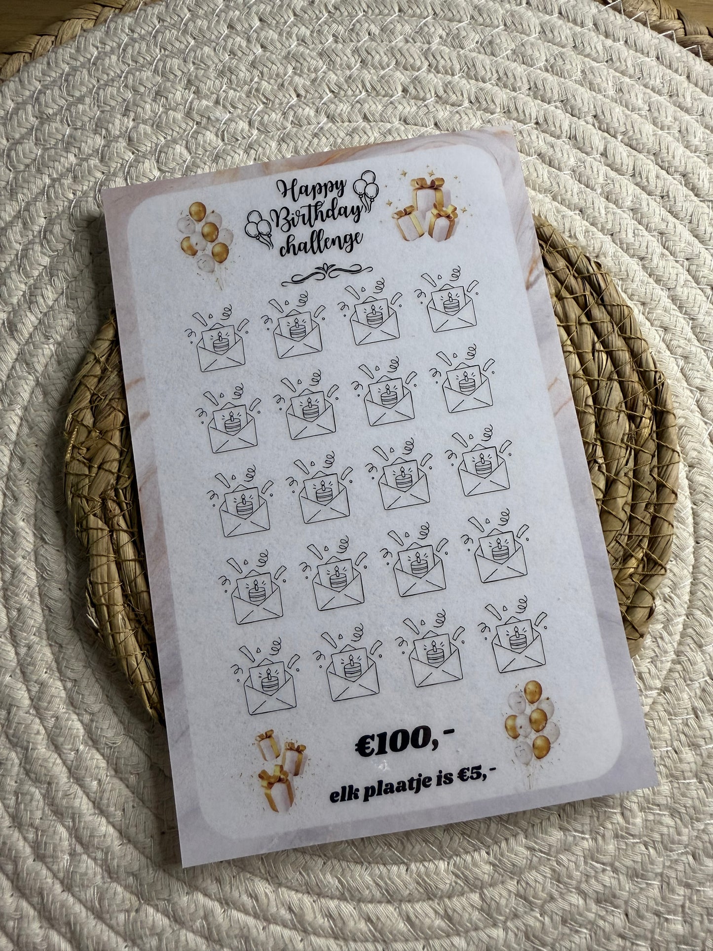Verjaardag challenge marmer A5
