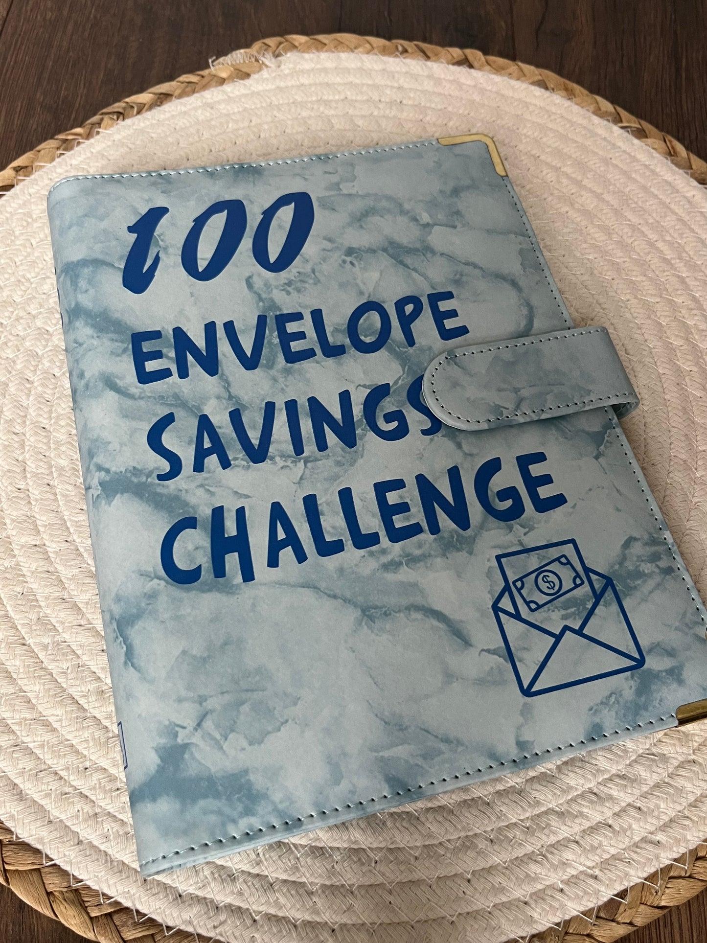 100 enveloppen challenge marmer blauw