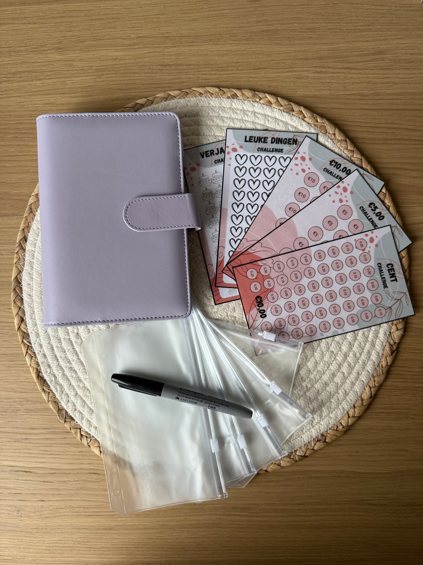 STARTER SET LILA. Alles wat je nodig hebt om te beginnen met cashstuffing