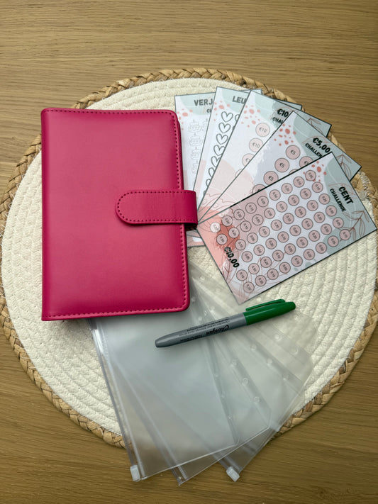 STARTER SET DONKER ROZE. Alles wat je nodig hebt om te beginnen met cashstuffing