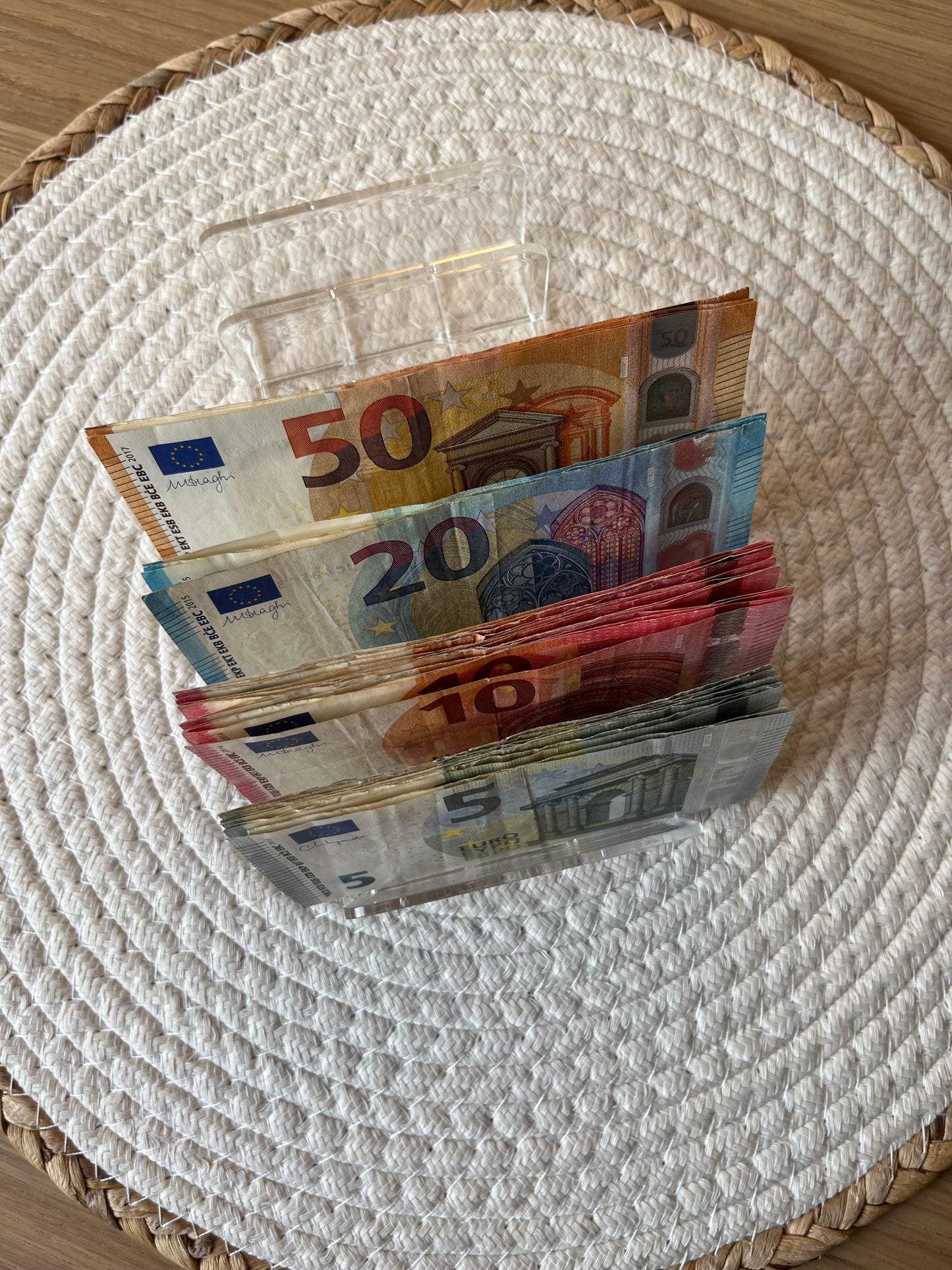 Acryl cashstuffing geld tray