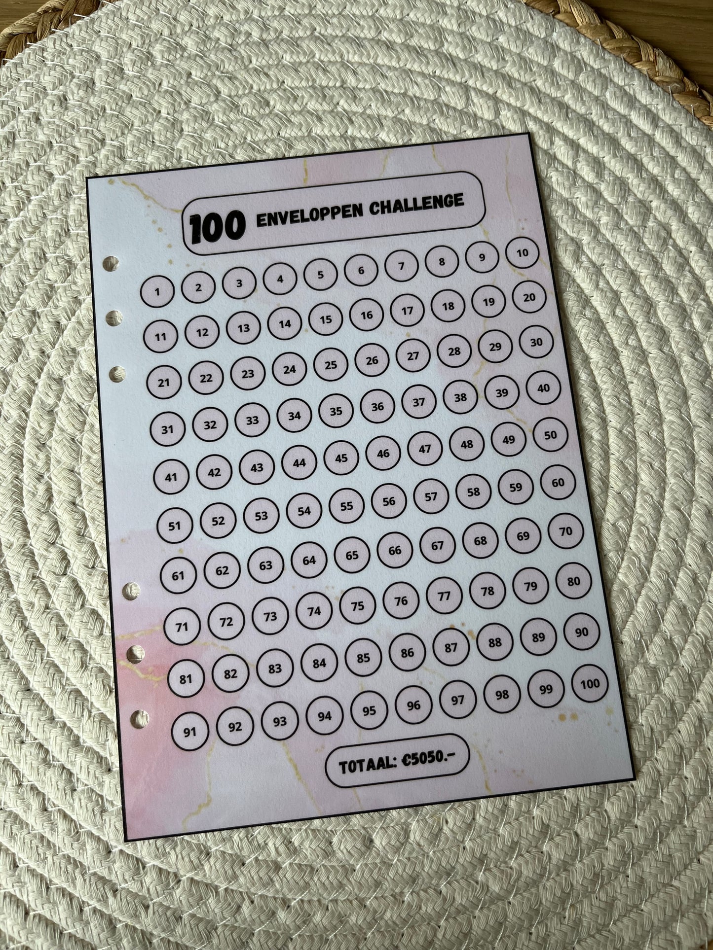100 enveloppen challenge wit A5